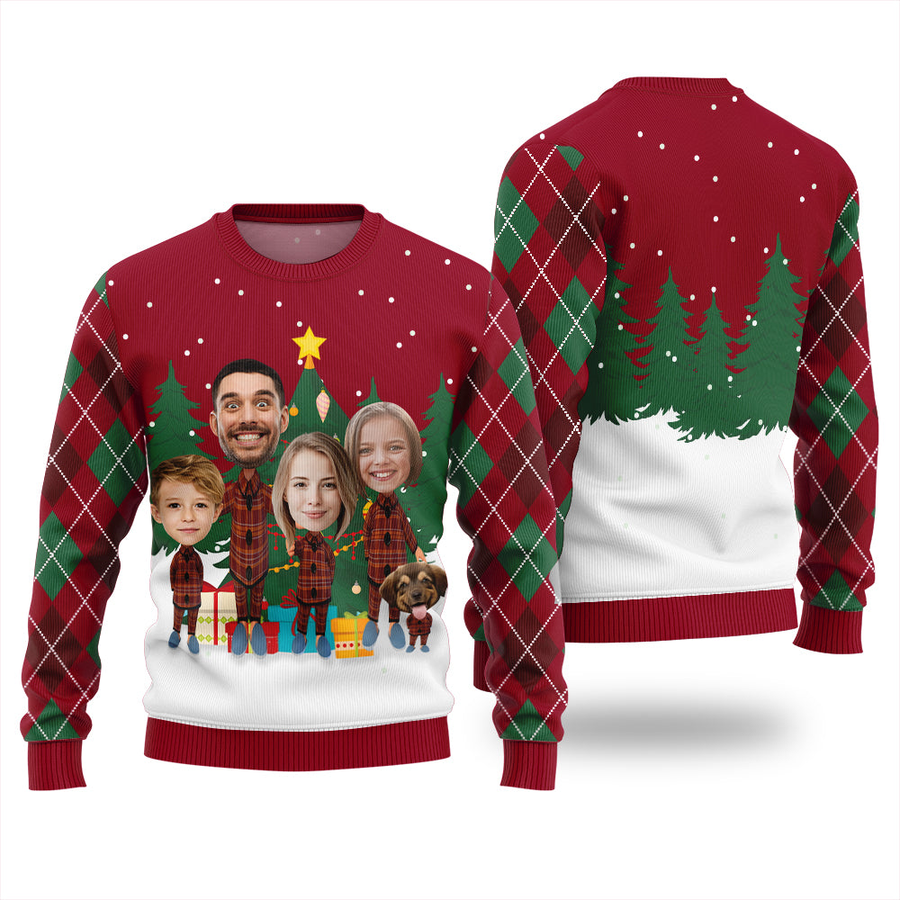Custom Family Face Funny Christmas Sweater