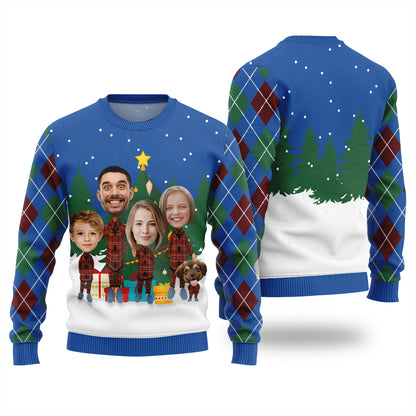 Custom Family Face Funny Christmas Sweater