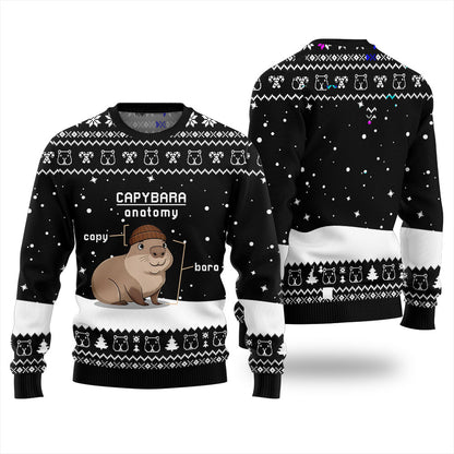 Capybara Anatomy Funny Christmas Sweater