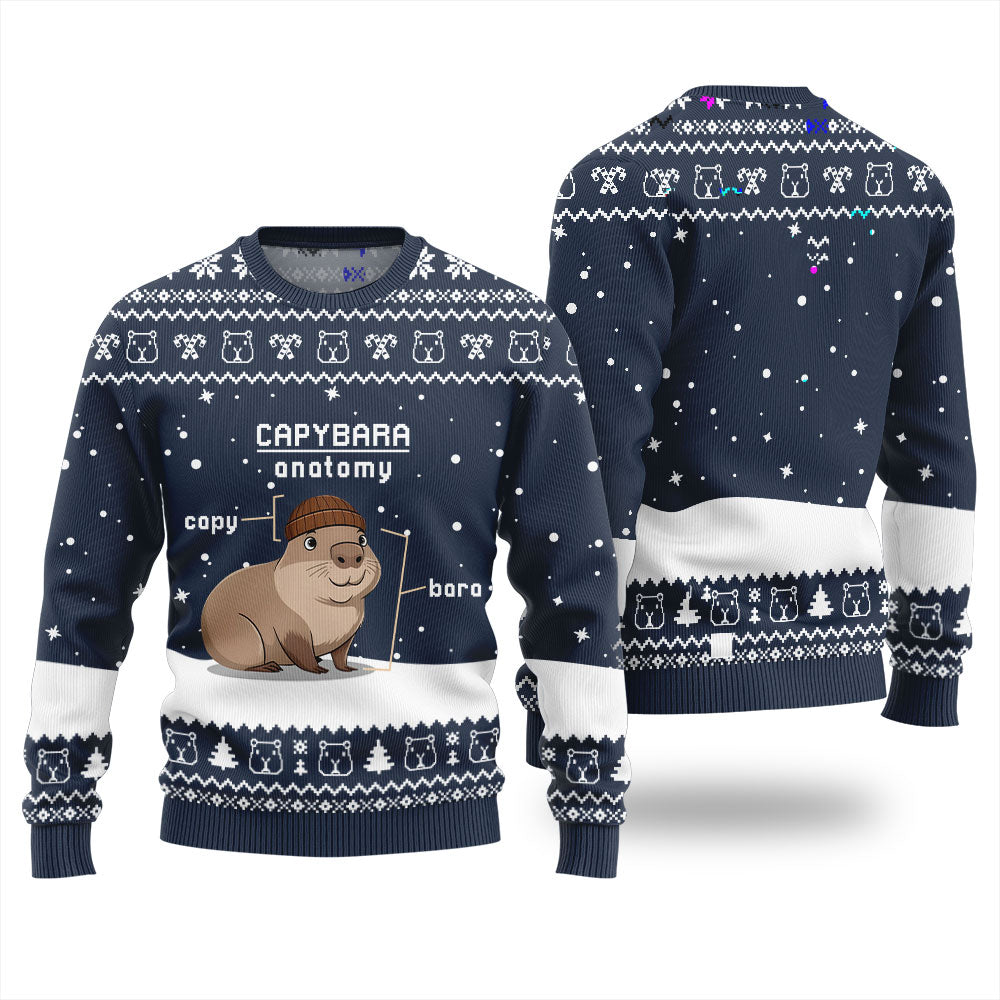 Capybara Anatomy Funny Christmas Sweater