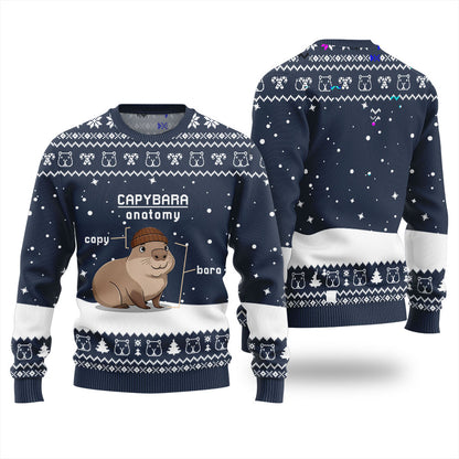Capybara Anatomy Funny Christmas Sweater