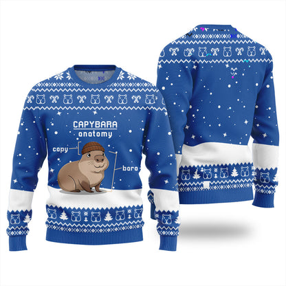 Capybara Anatomy Funny Christmas Sweater