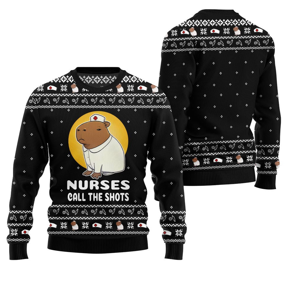 Nurse Capybara Ugly Christmas Sweater