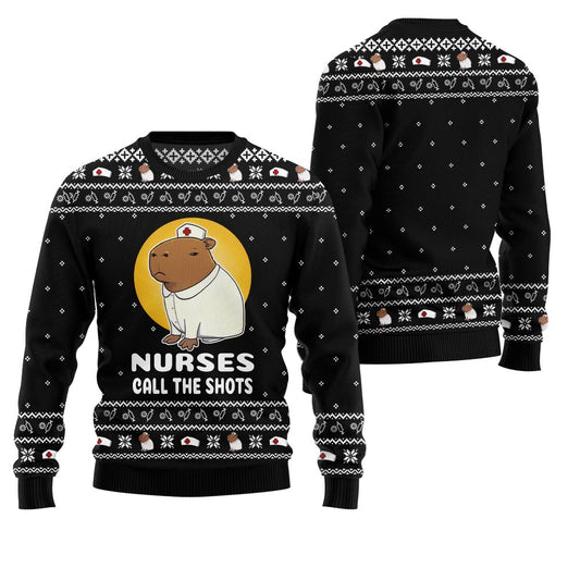 Nurse Capybara Ugly Christmas Sweater