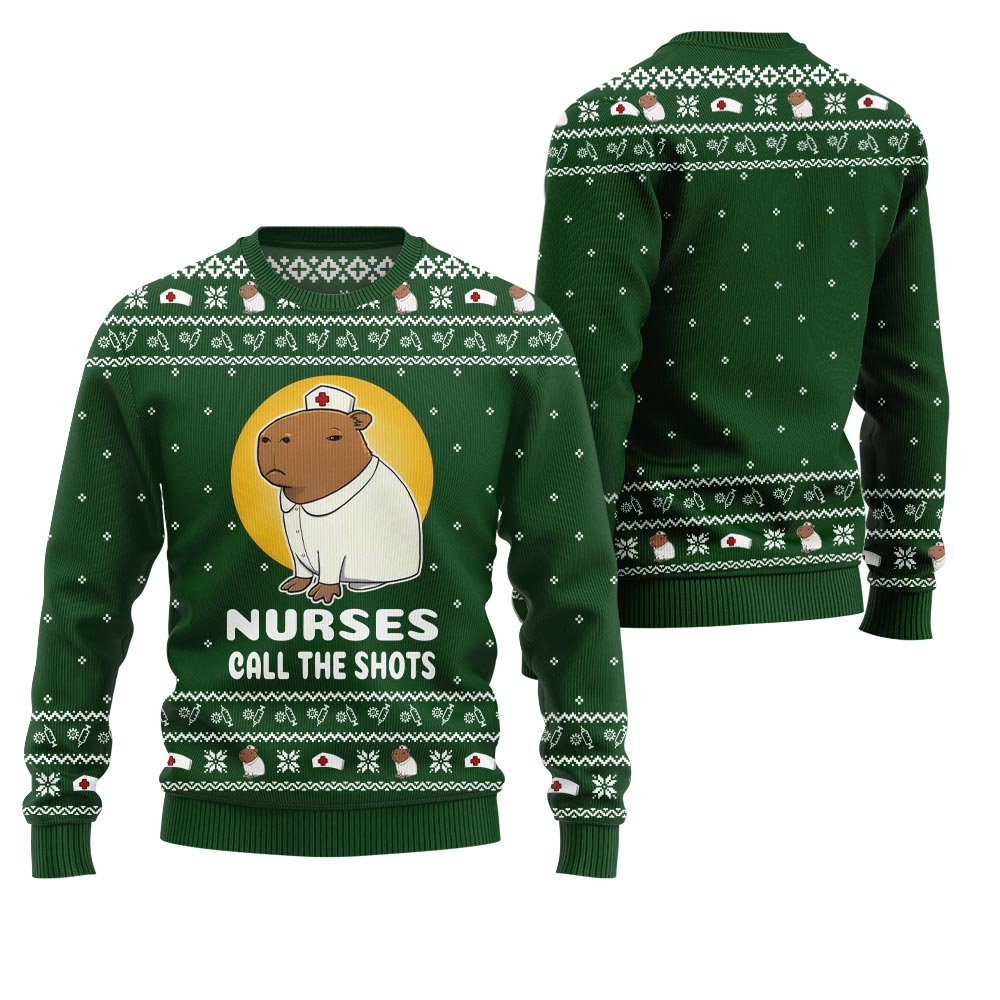 Nurse Capybara Ugly Christmas Sweater