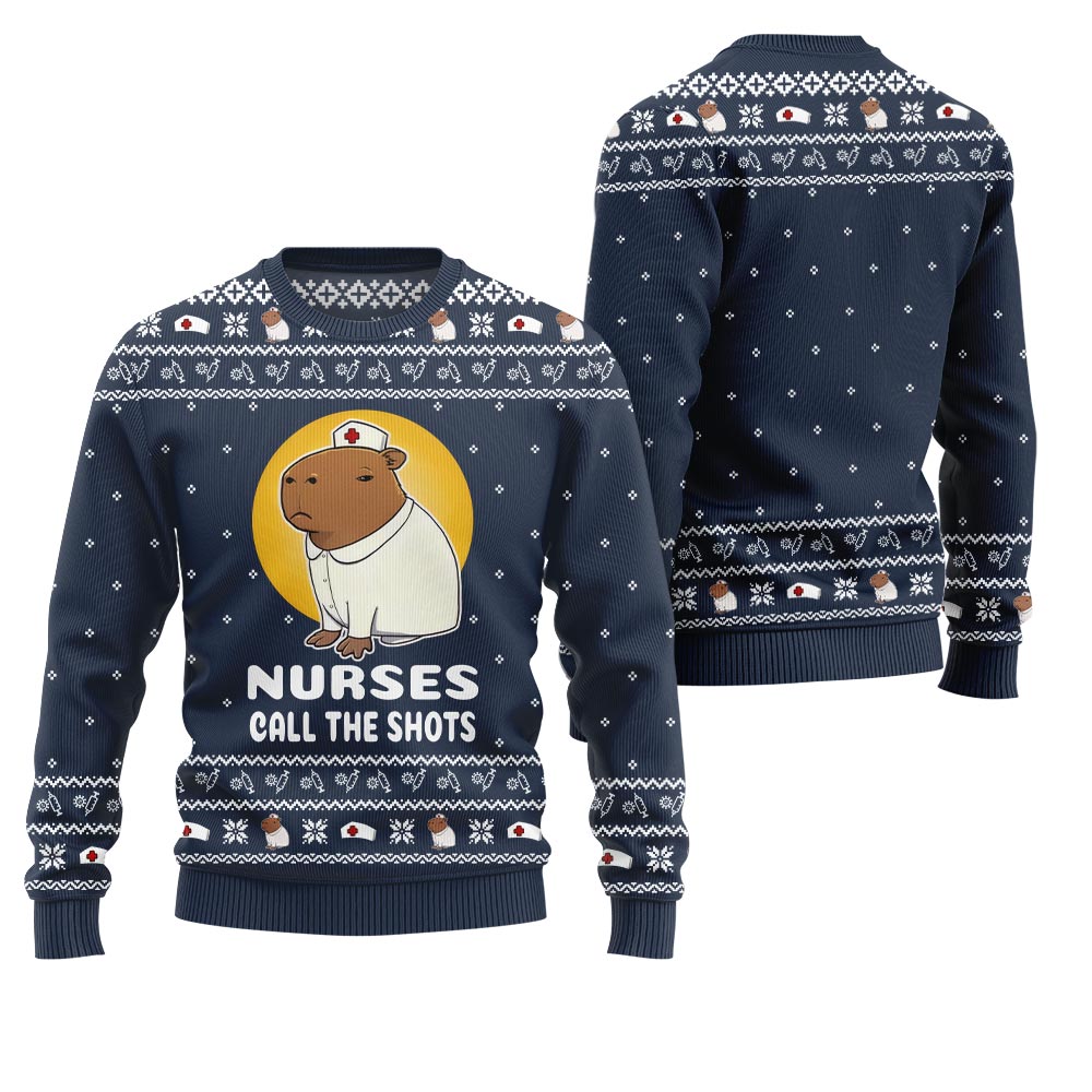 Nurse Capybara Ugly Christmas Sweater