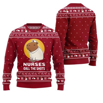 Nurse Capybara Ugly Christmas Sweater
