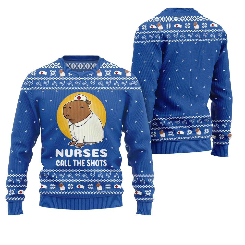 Nurse Capybara Ugly Christmas Sweater