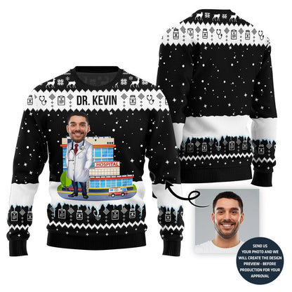 Doctor Custom Face Funny Christmas Sweater