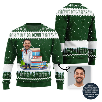 Doctor Custom Face Funny Christmas Sweater