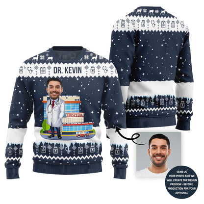 Doctor Custom Face Funny Christmas Sweater