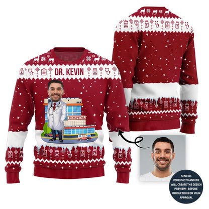 Doctor Custom Face Funny Christmas Sweater