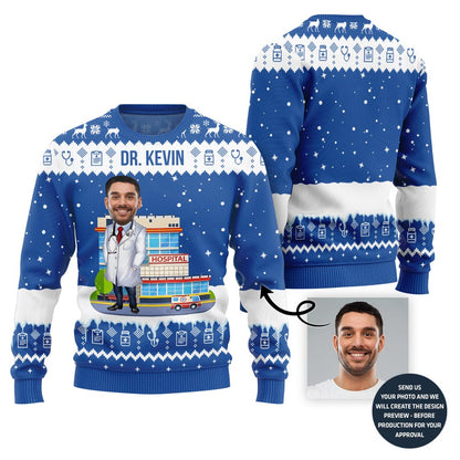 Doctor Custom Face Funny Christmas Sweater