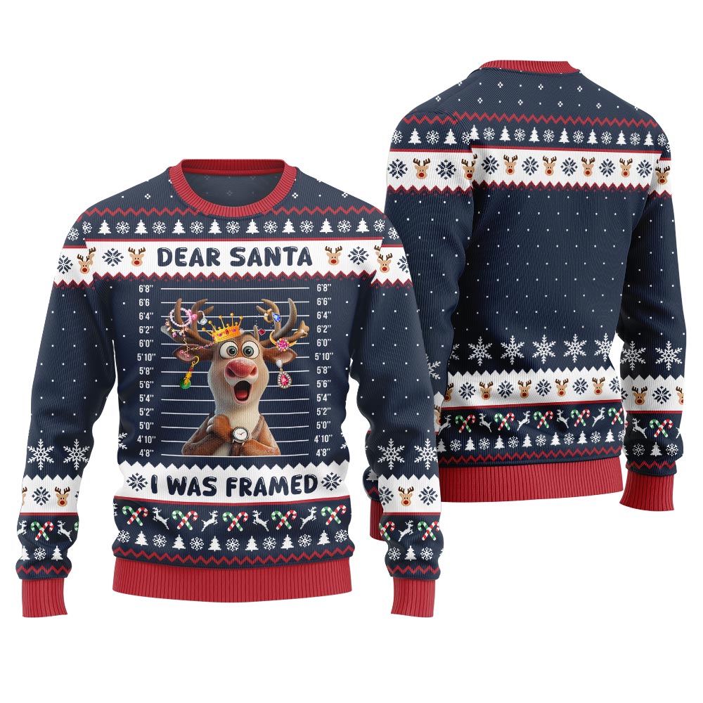 Framed Reindeer Funny Christmas Sweater