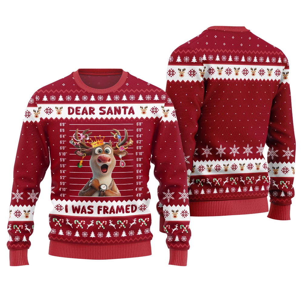 Framed Reindeer Funny Christmas Sweater