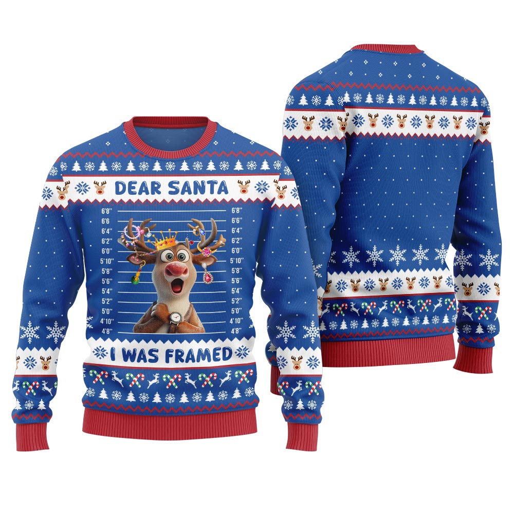 Framed Reindeer Funny Christmas Sweater
