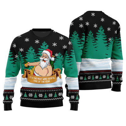 Wine-derful Santa Funny Christmas Sweater