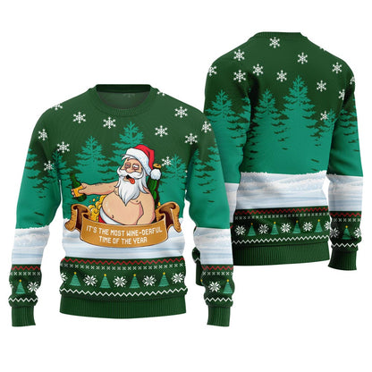 Wine-derful Santa Funny Christmas Sweater