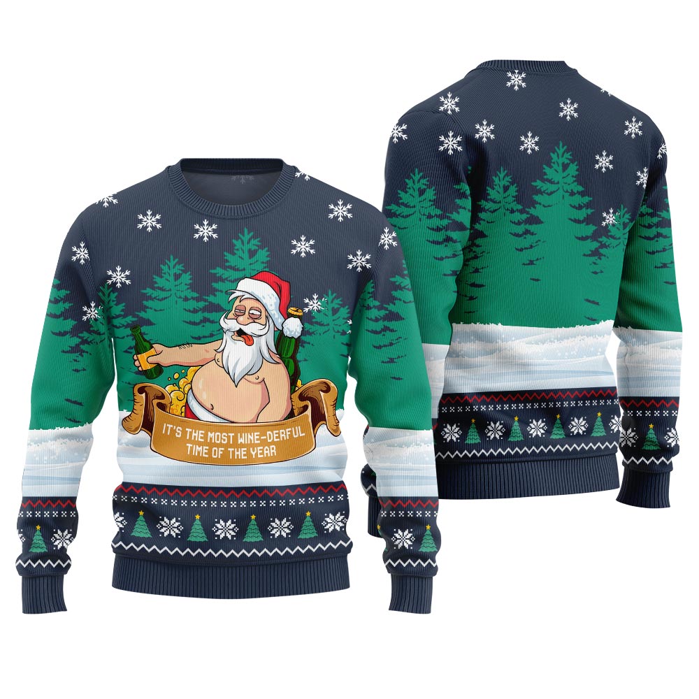 Wine-derful Santa Funny Christmas Sweater