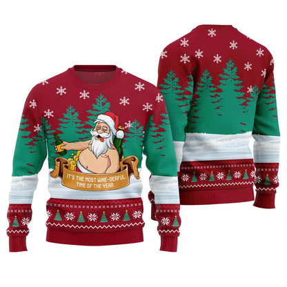 Wine-derful Santa Funny Christmas Sweater