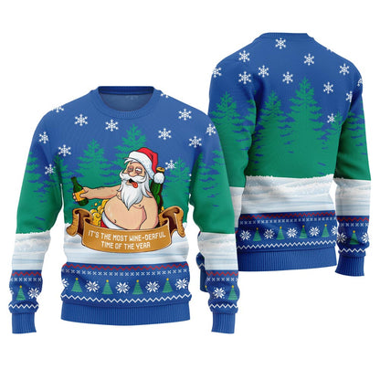 Wine-derful Santa Funny Christmas Sweater