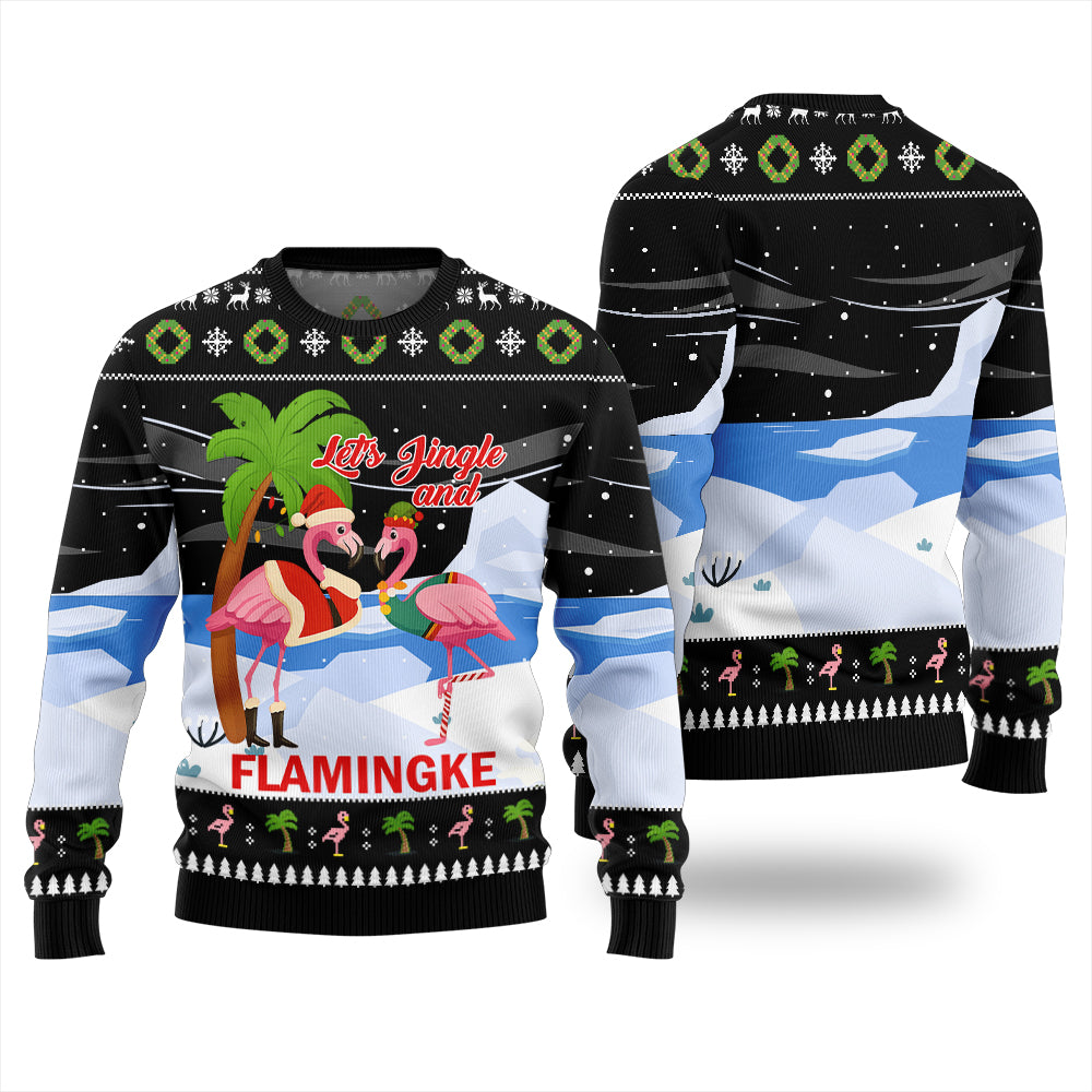 Jingle And Flamingke Ugly Christmas Sweater