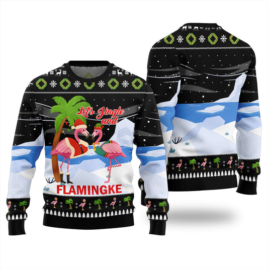 Jingle And Flamingke Ugly Christmas Sweater