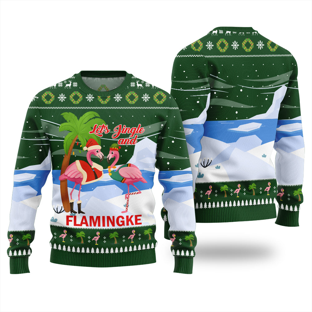 Jingle And Flamingke Ugly Christmas Sweater