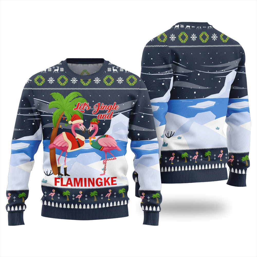 Jingle And Flamingke Ugly Christmas Sweater