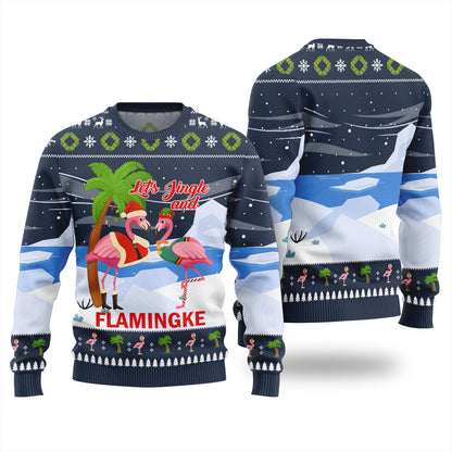 Jingle And Flamingke Ugly Christmas Sweater