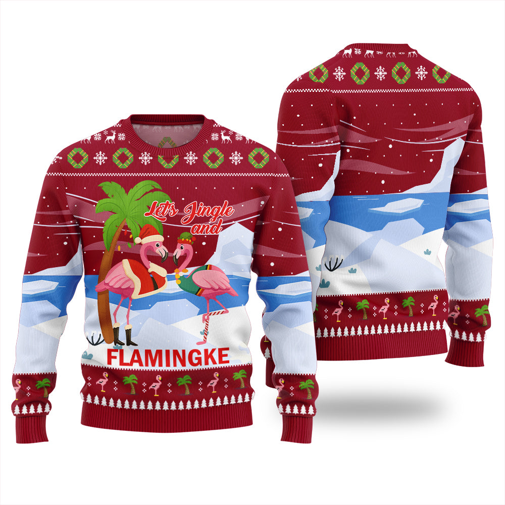 Jingle And Flamingke Ugly Christmas Sweater