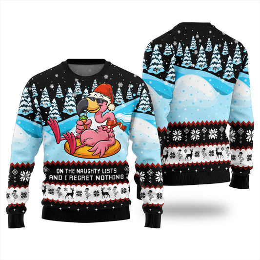 Naughty List Flamingo Ugly Christmas Sweater