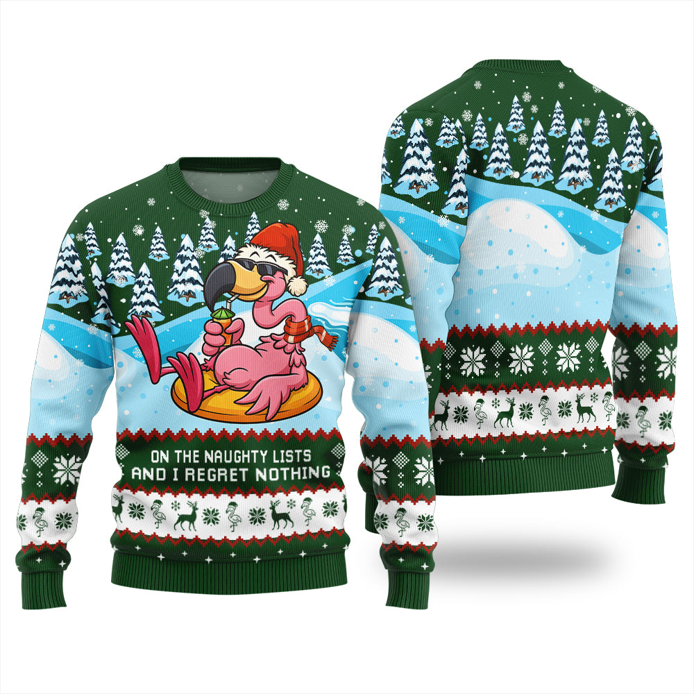 Naughty List Flamingo Ugly Christmas Sweater