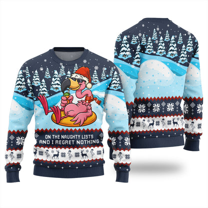 Naughty List Flamingo Ugly Christmas Sweater