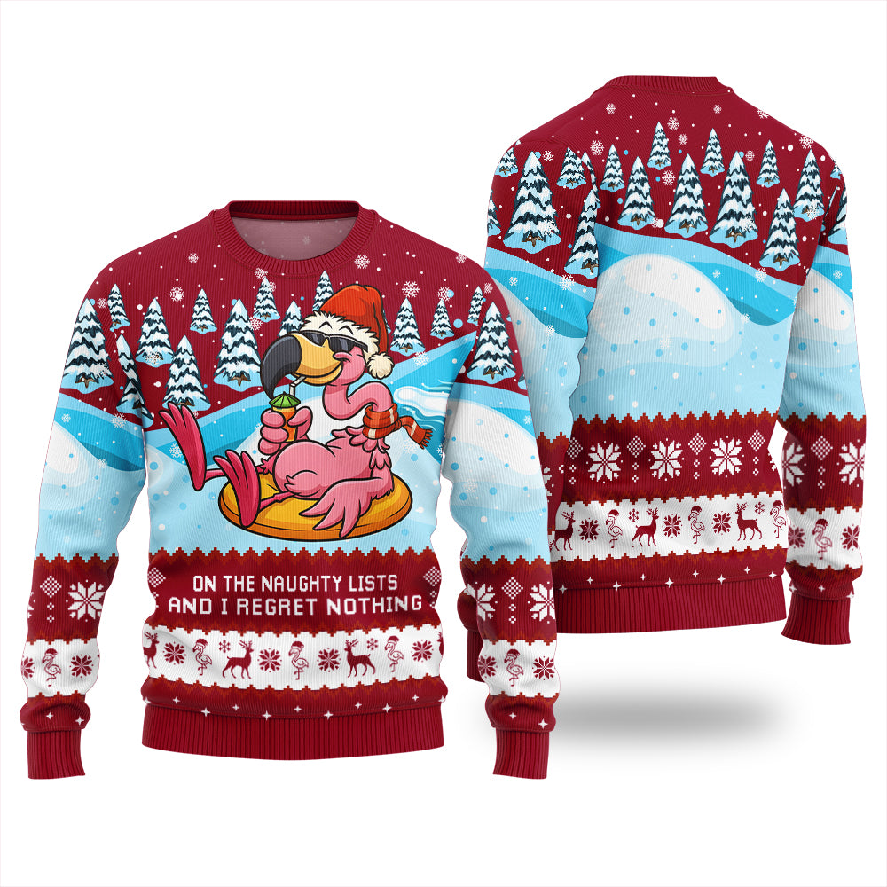 Naughty List Flamingo Ugly Christmas Sweater