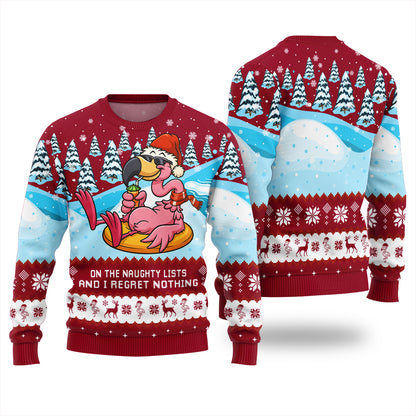 Naughty List Flamingo Ugly Christmas Sweater
