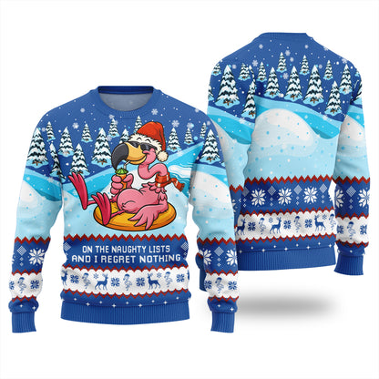 Naughty List Flamingo Ugly Christmas Sweater