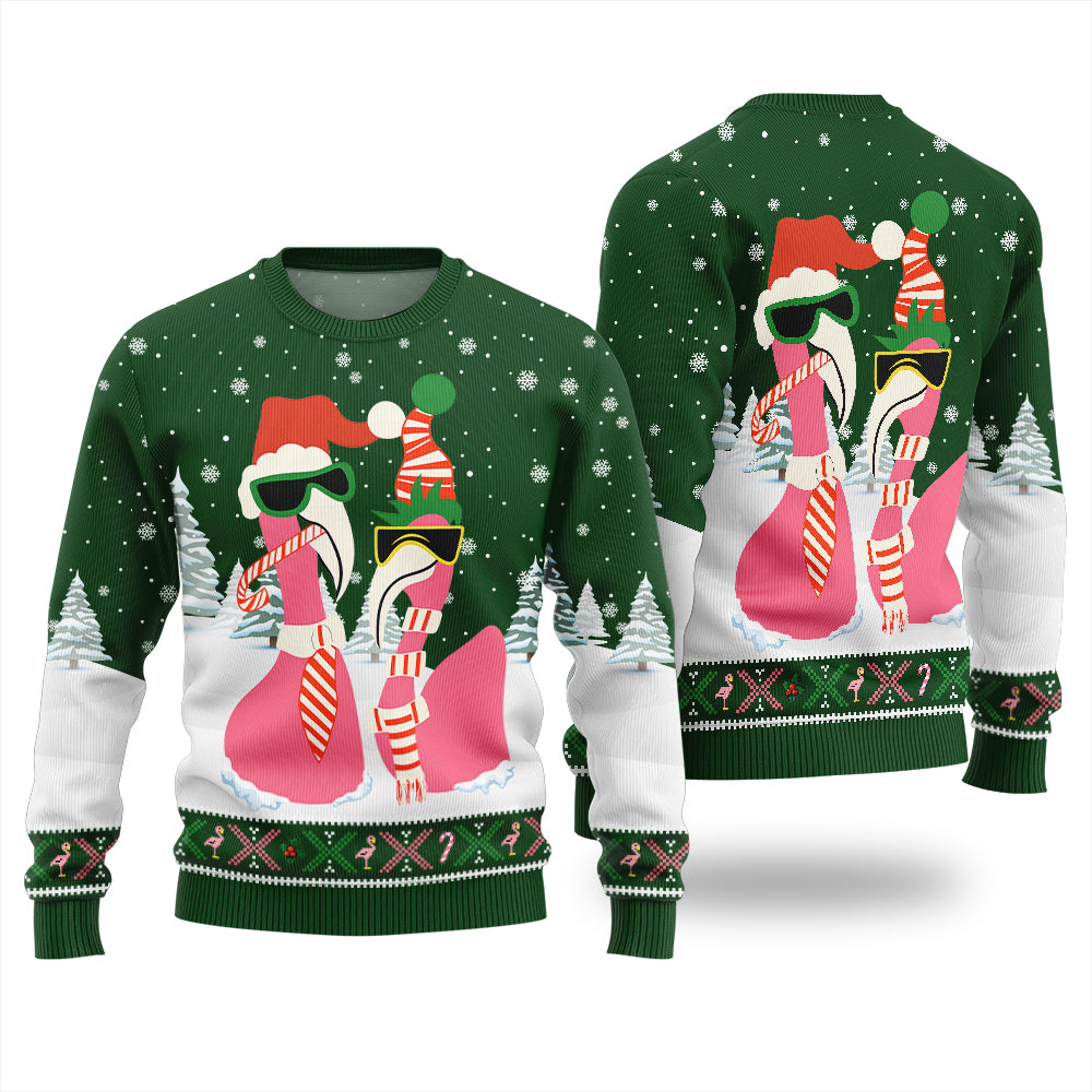 Cool Flamingo Funny Christmas Sweater For Couple