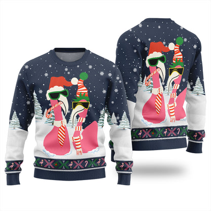 Cool Flamingo Funny Christmas Sweater For Couple