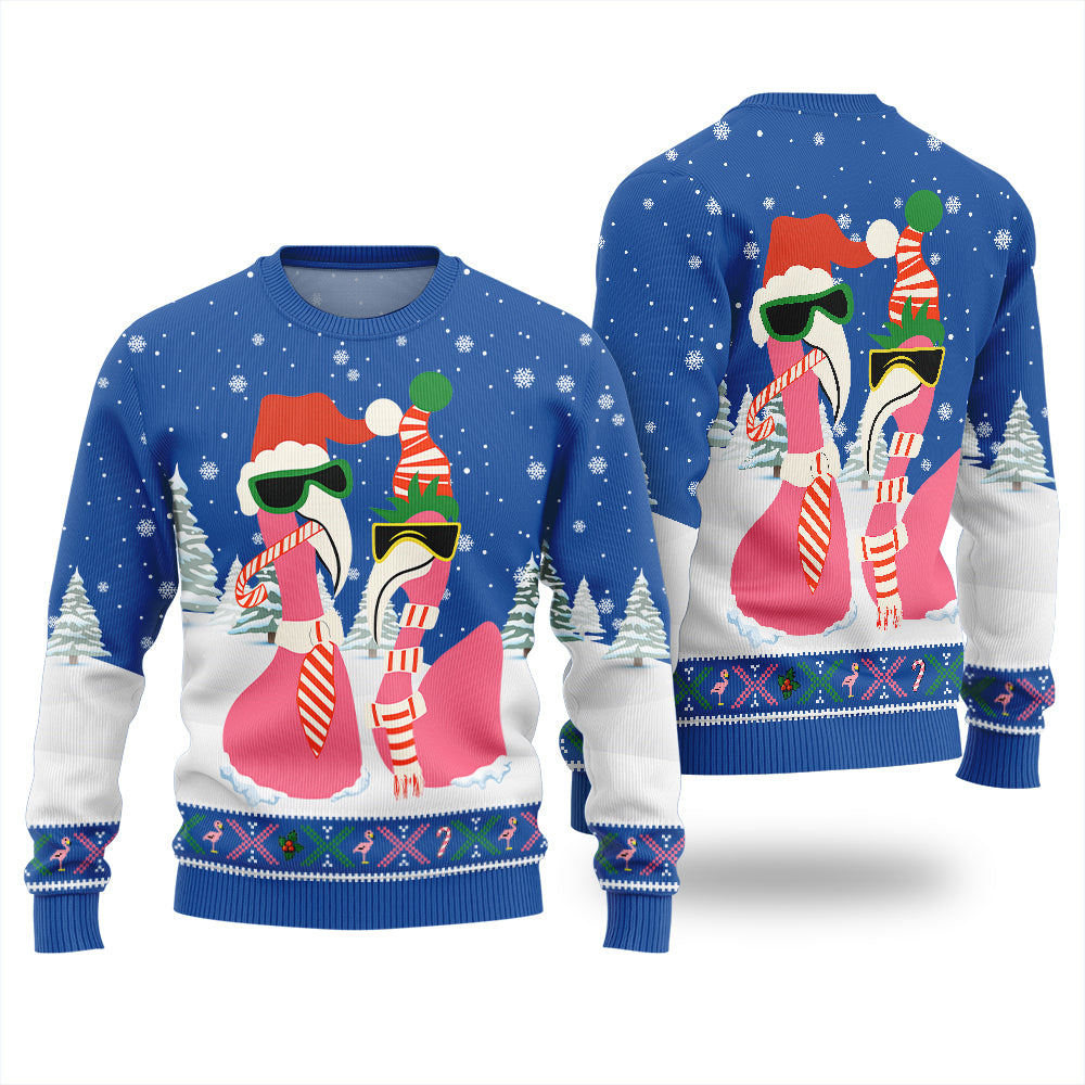 Cool Flamingo Funny Christmas Sweater For Couple
