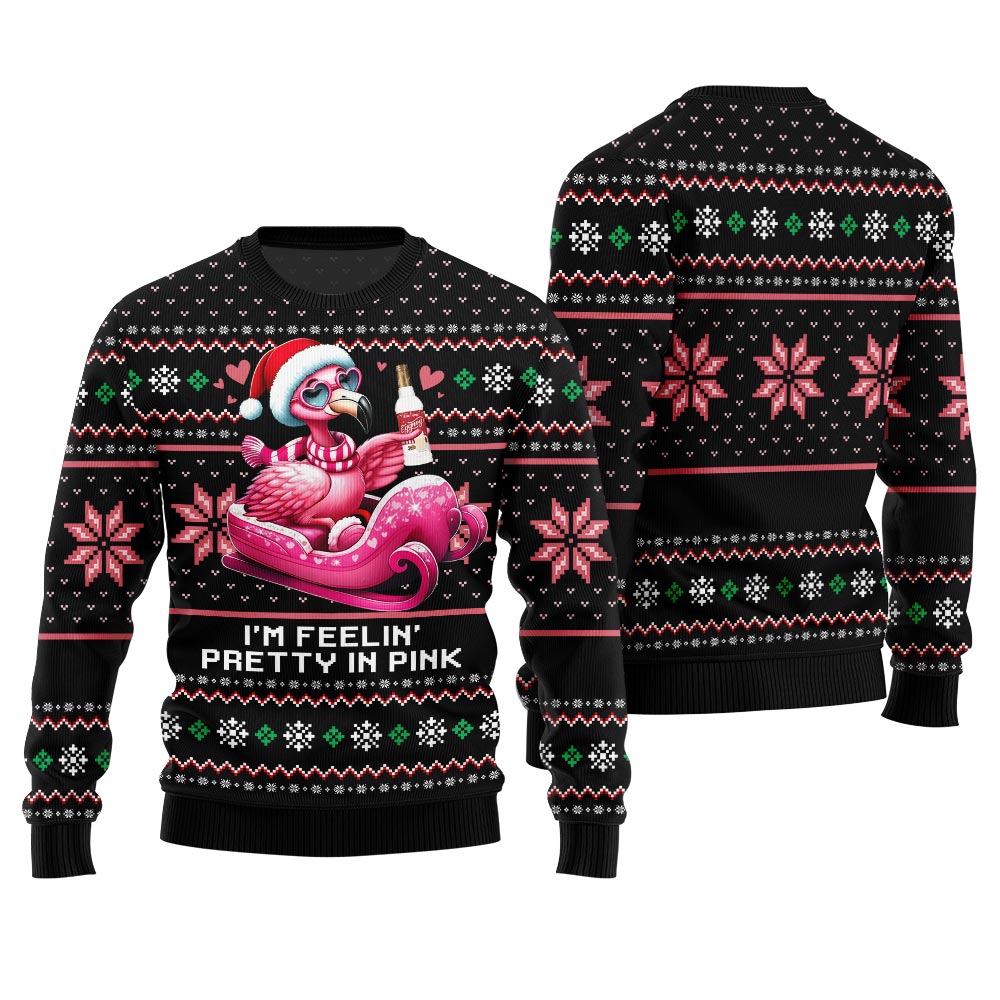 Flamingo With Eggnog Funny Christmas Sweater