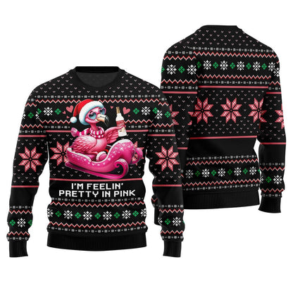 Flamingo With Eggnog Funny Christmas Sweater