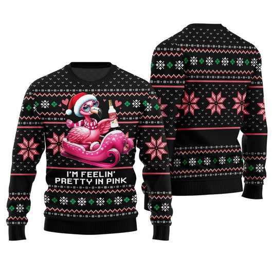 Flamingo With Eggnog Funny Christmas Sweater
