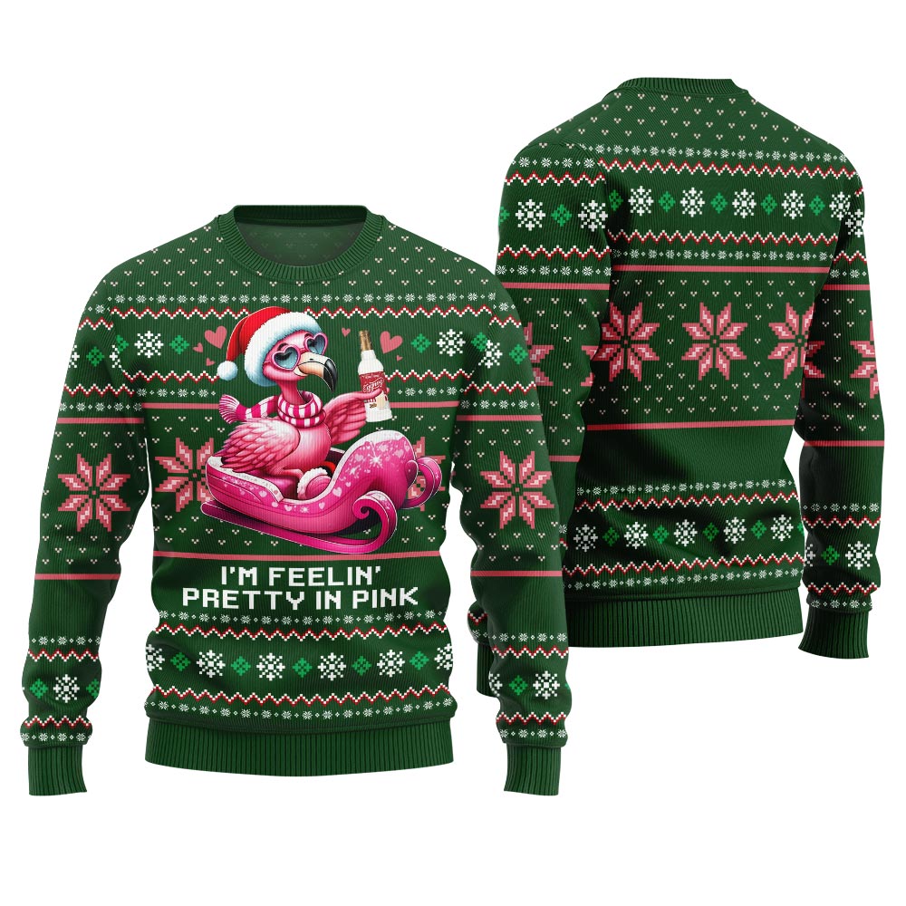 Flamingo With Eggnog Funny Christmas Sweater