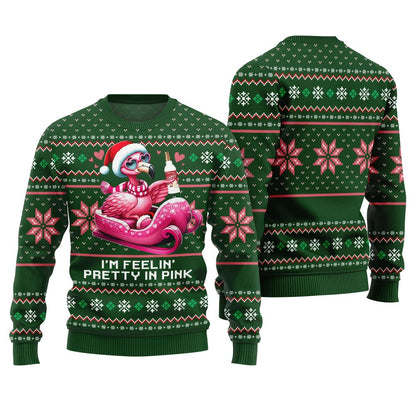 Flamingo With Eggnog Funny Christmas Sweater