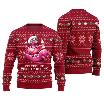 Flamingo With Eggnog Funny Christmas Sweater