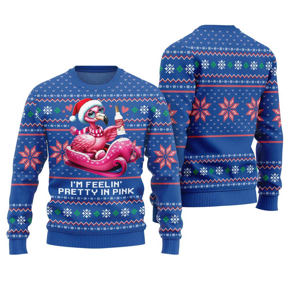 Flamingo With Eggnog Funny Christmas Sweater