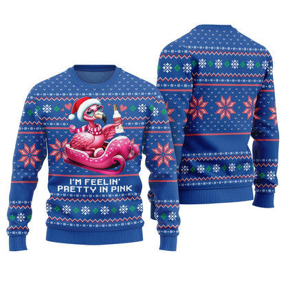 Flamingo With Eggnog Funny Christmas Sweater