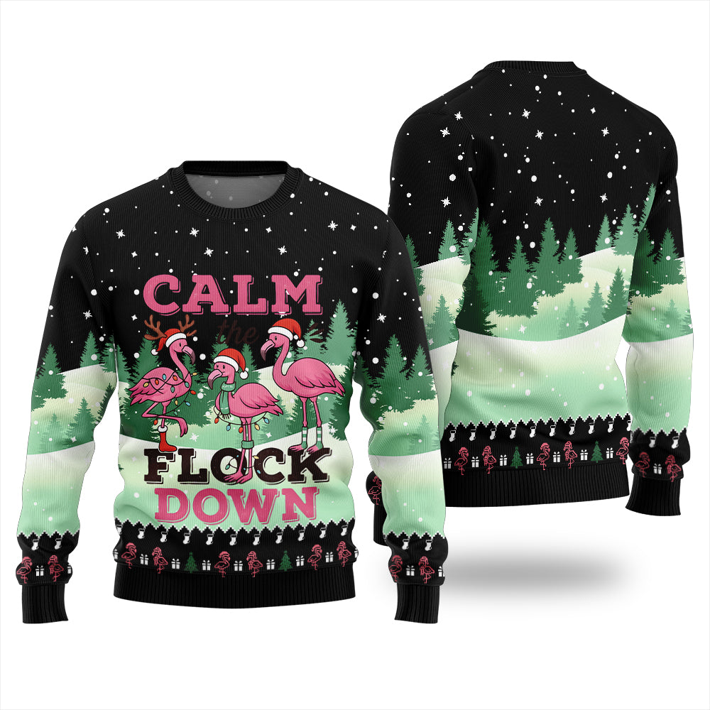 Calm The Flock Down Funny Christmas Sweater