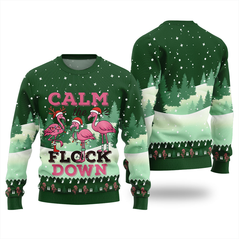 Calm The Flock Down Funny Christmas Sweater